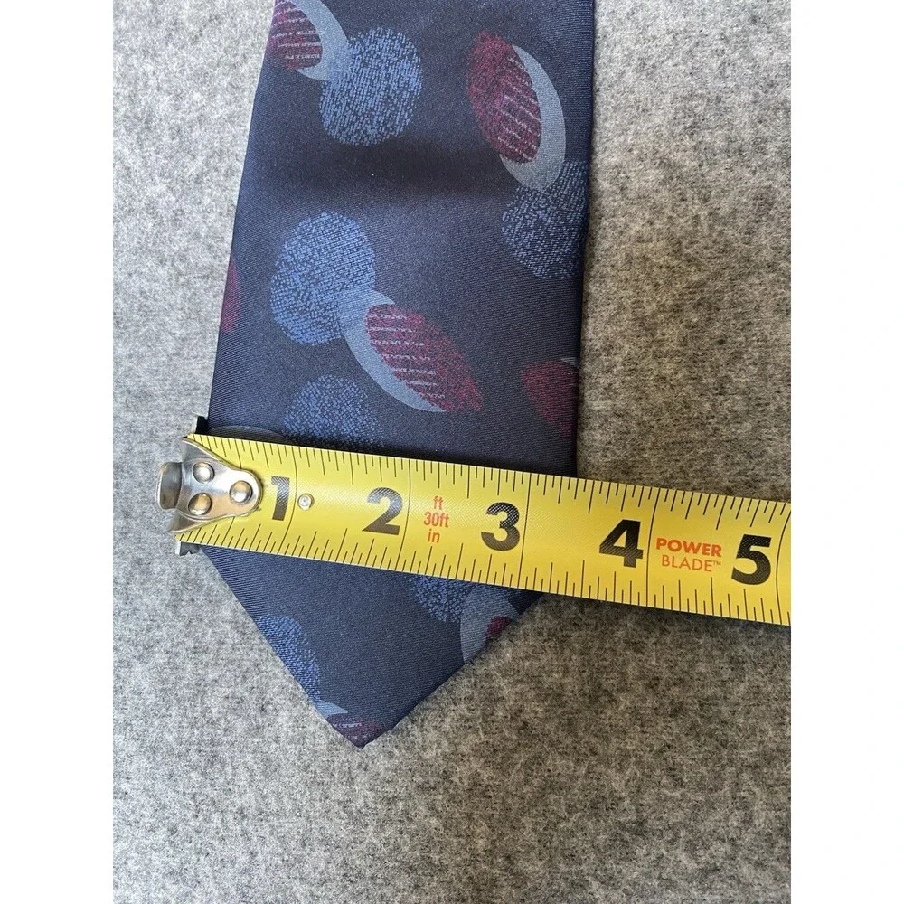 VTG Yves Saint Laurent Navy 100% Silk Necktie USA Abstract Dark Academia 80s 90s